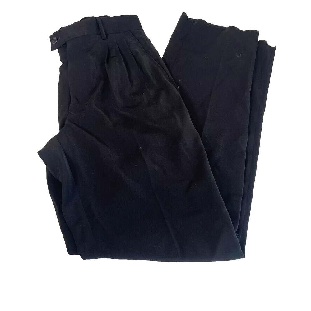 Vintage Barrage Black Trouser Dress Pants Size 16 Womens Pleated Mid Rise Career